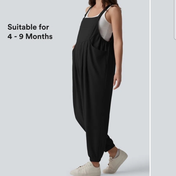 HALARA Pants - Halara Waffle Casual Maternity Jogger Overalls with Pockets medium black